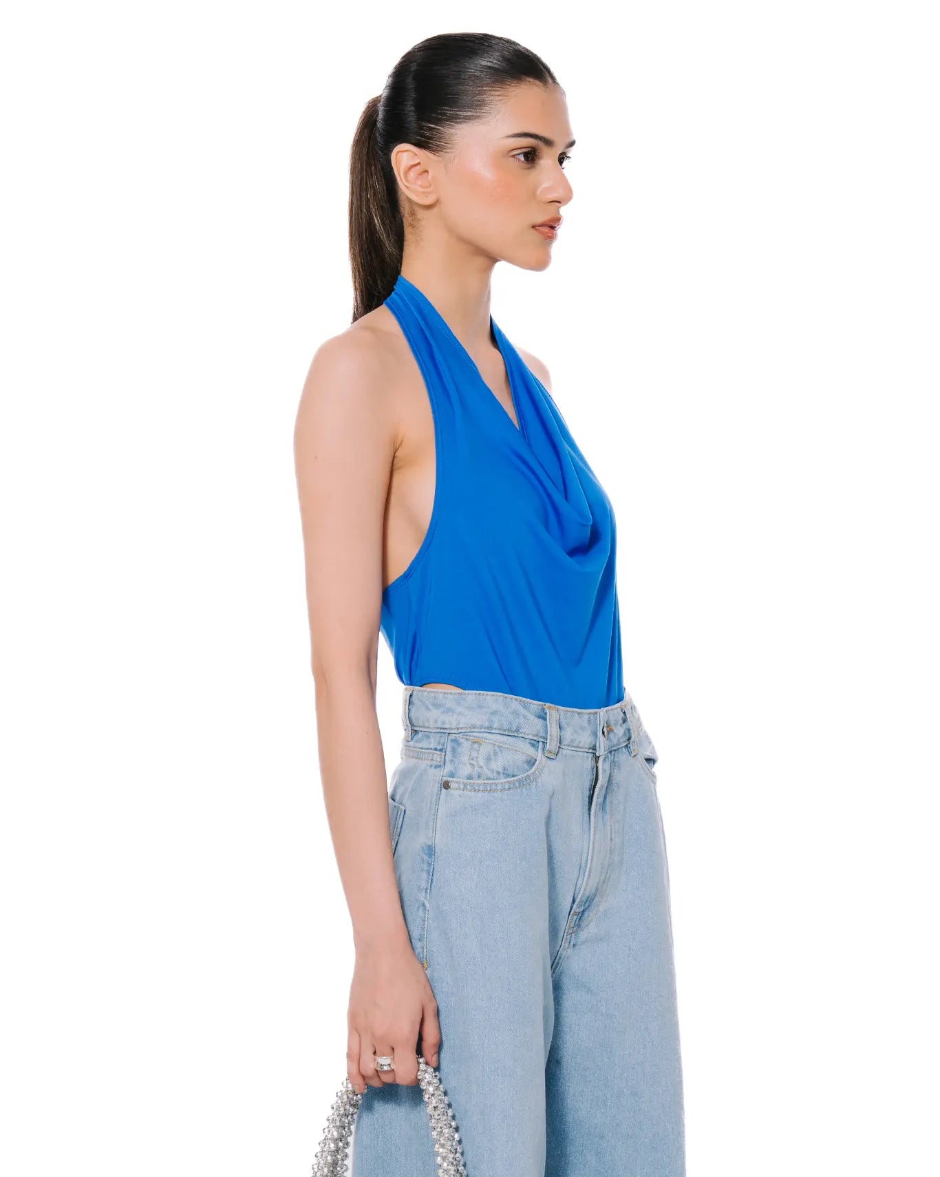 Koyo Cobalt Blue Cowl Neck Bodysuit Cult Store Khi
