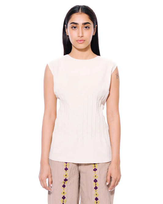 Koyo Cream Pleated Top Cult Store