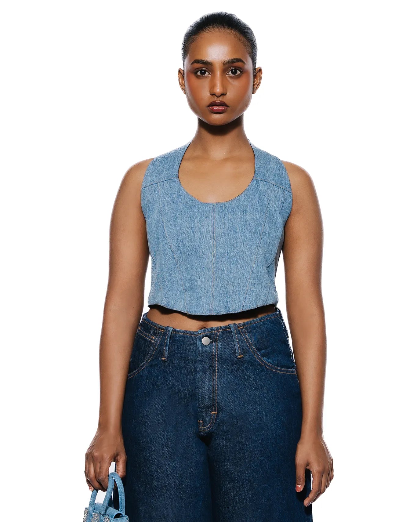 Koyo Denim Denim Halter Neck Corset - CULT - haider