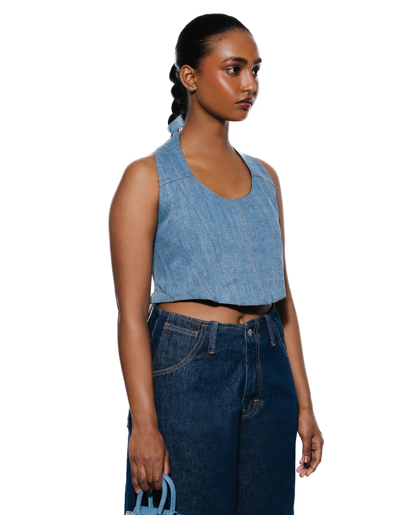 Koyo Denim Denim Halter Neck Corset - CULT - haider