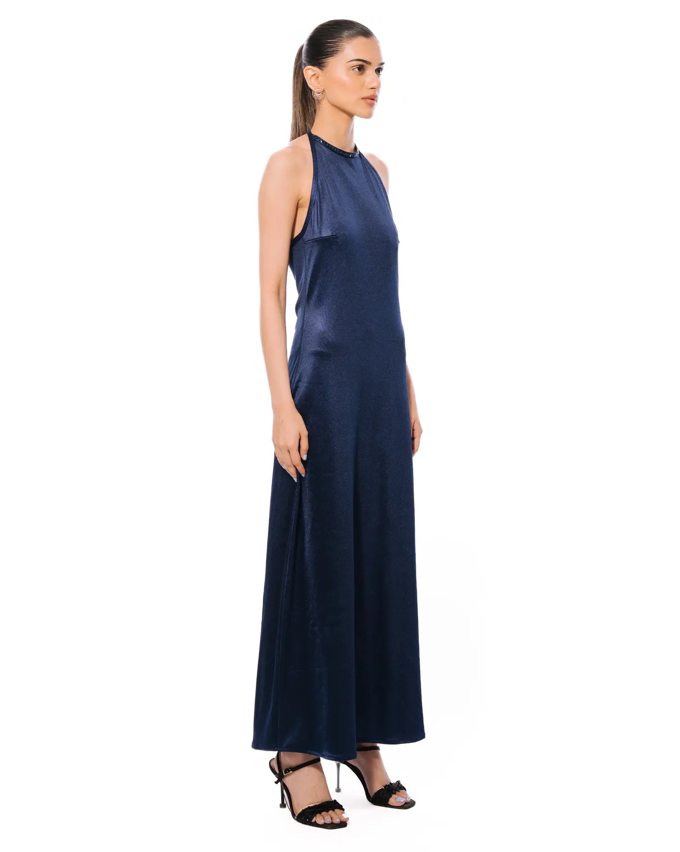 Koyo Navy Blue Halter Neck Dress Cult Store Karachi Pakistan womenswear