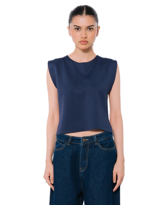 Koyo Navy Blue Hi-Lo Crop Top Cult Karachi