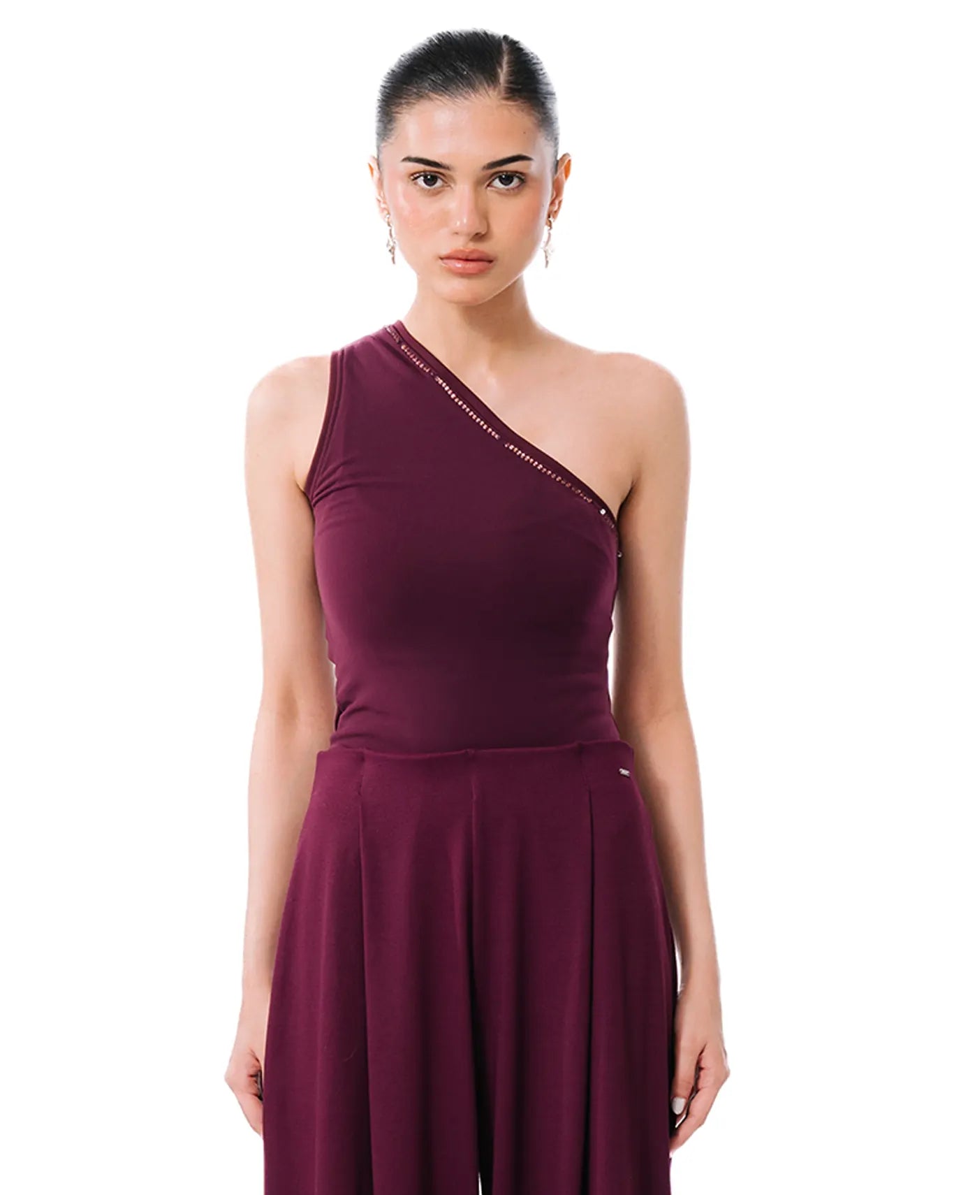 Koyo Plum One Shoulder Bling Bodysuit Cult 