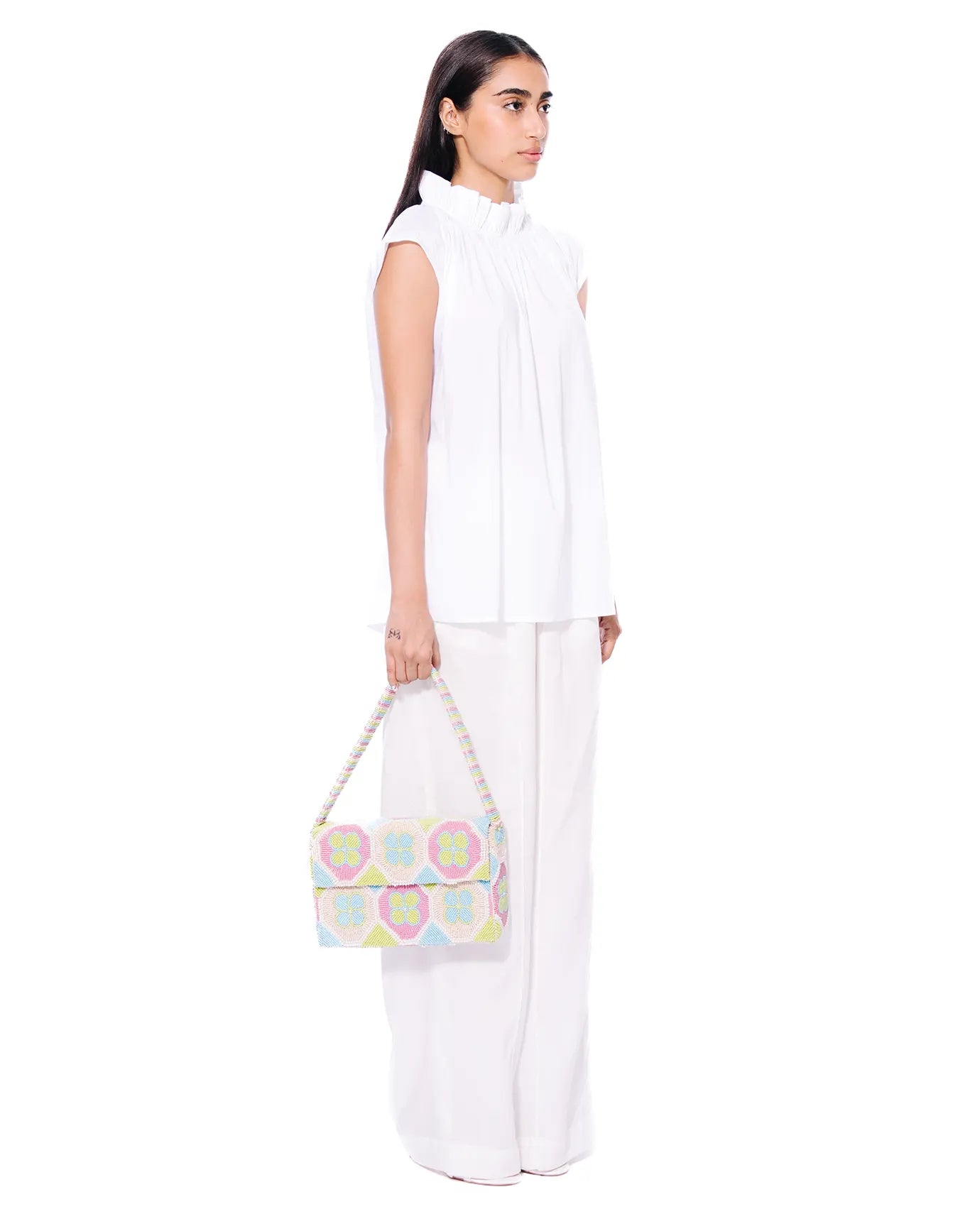 Koyo White White Poplin Ruffle Top - CULT - haider