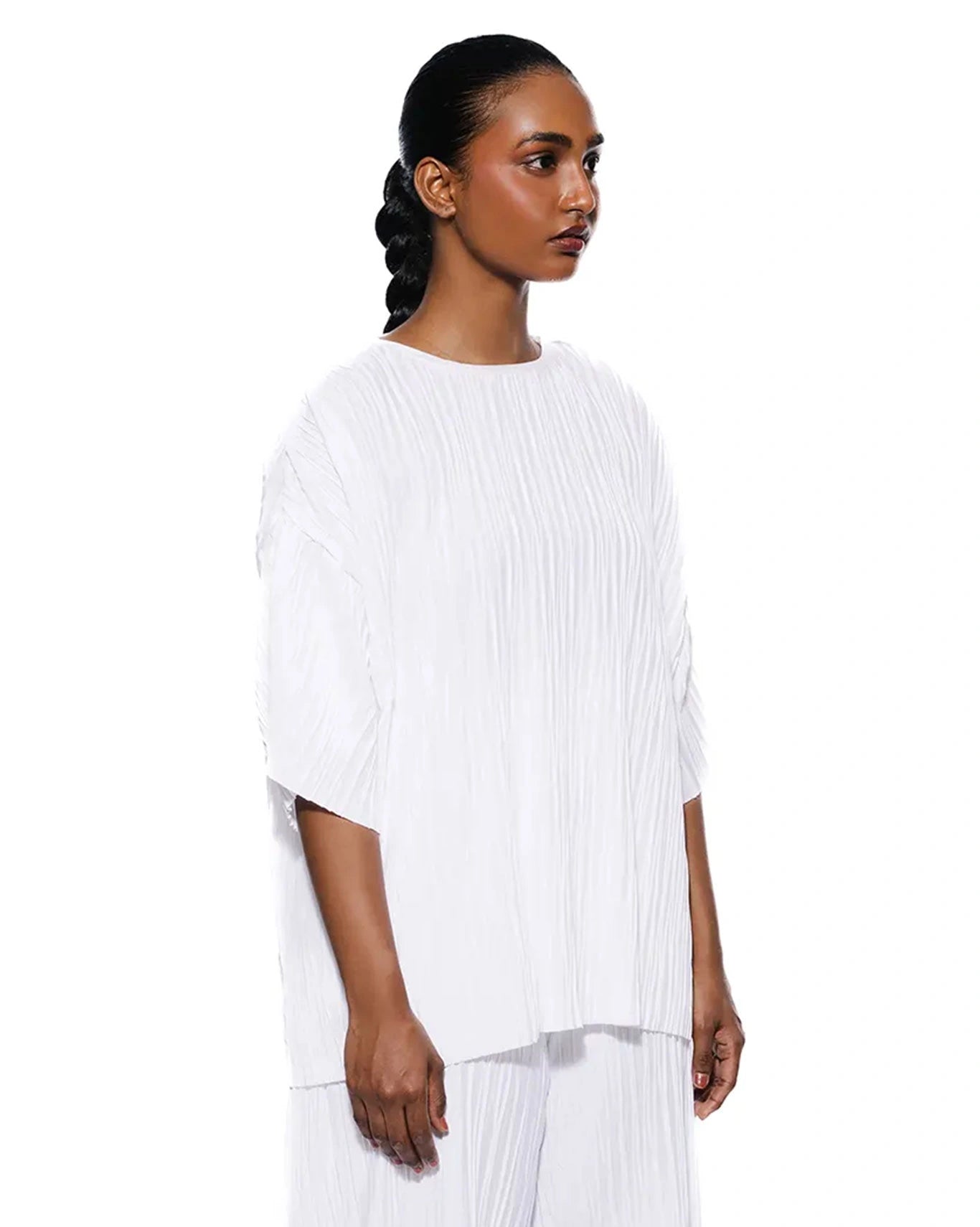 Koyo White Ripple Pleat Tee Cult Karachi