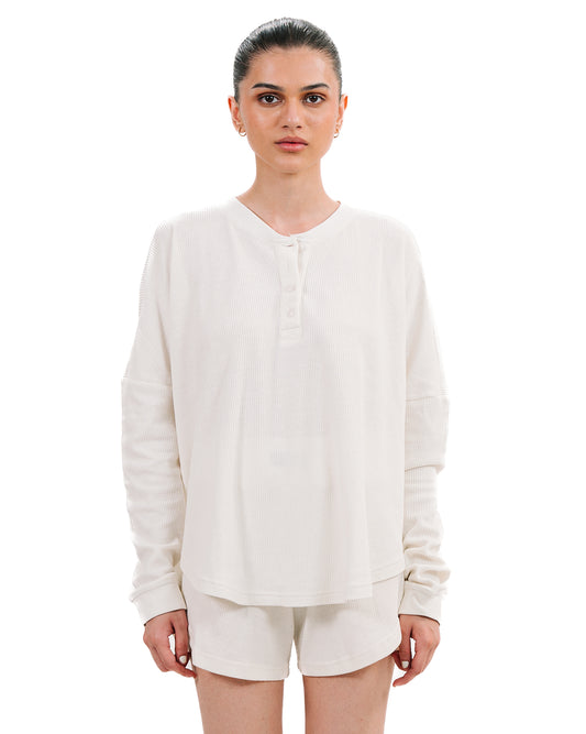 LFA Creme Plush Waffle Henley Top