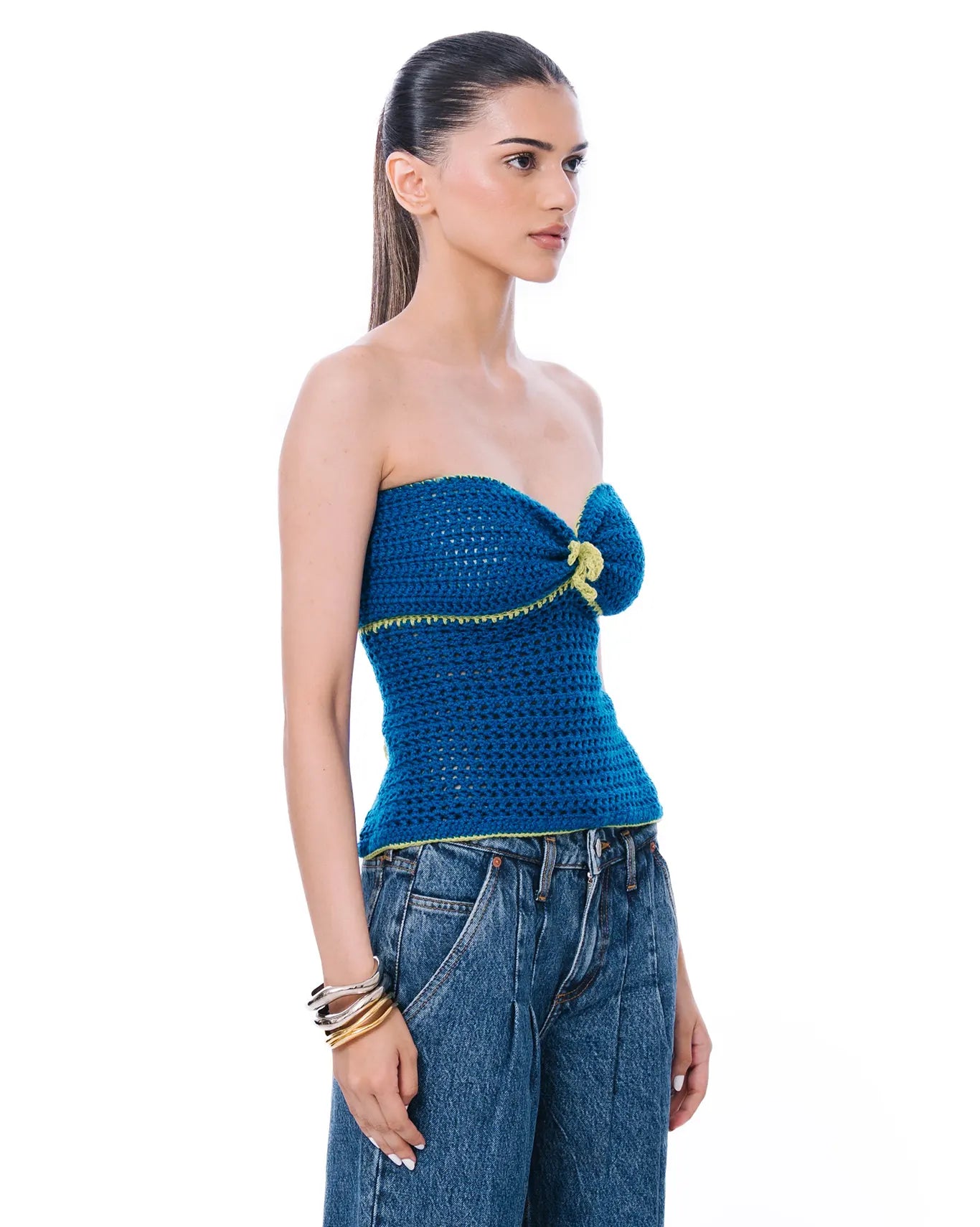 Motia Blue Tie-Up Tube Top