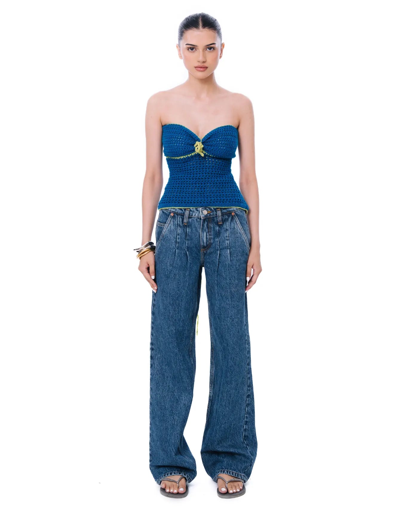 Motia Blue Tie-Up Tube Top