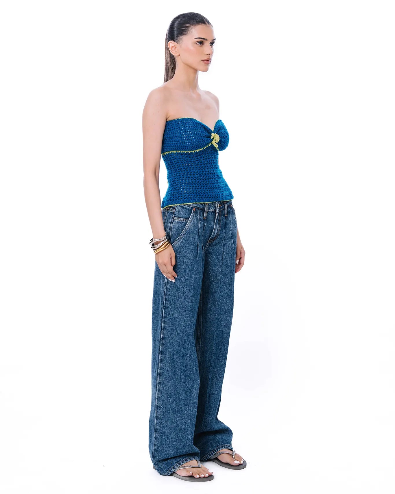 Motia Blue Tie-Up Tube Top