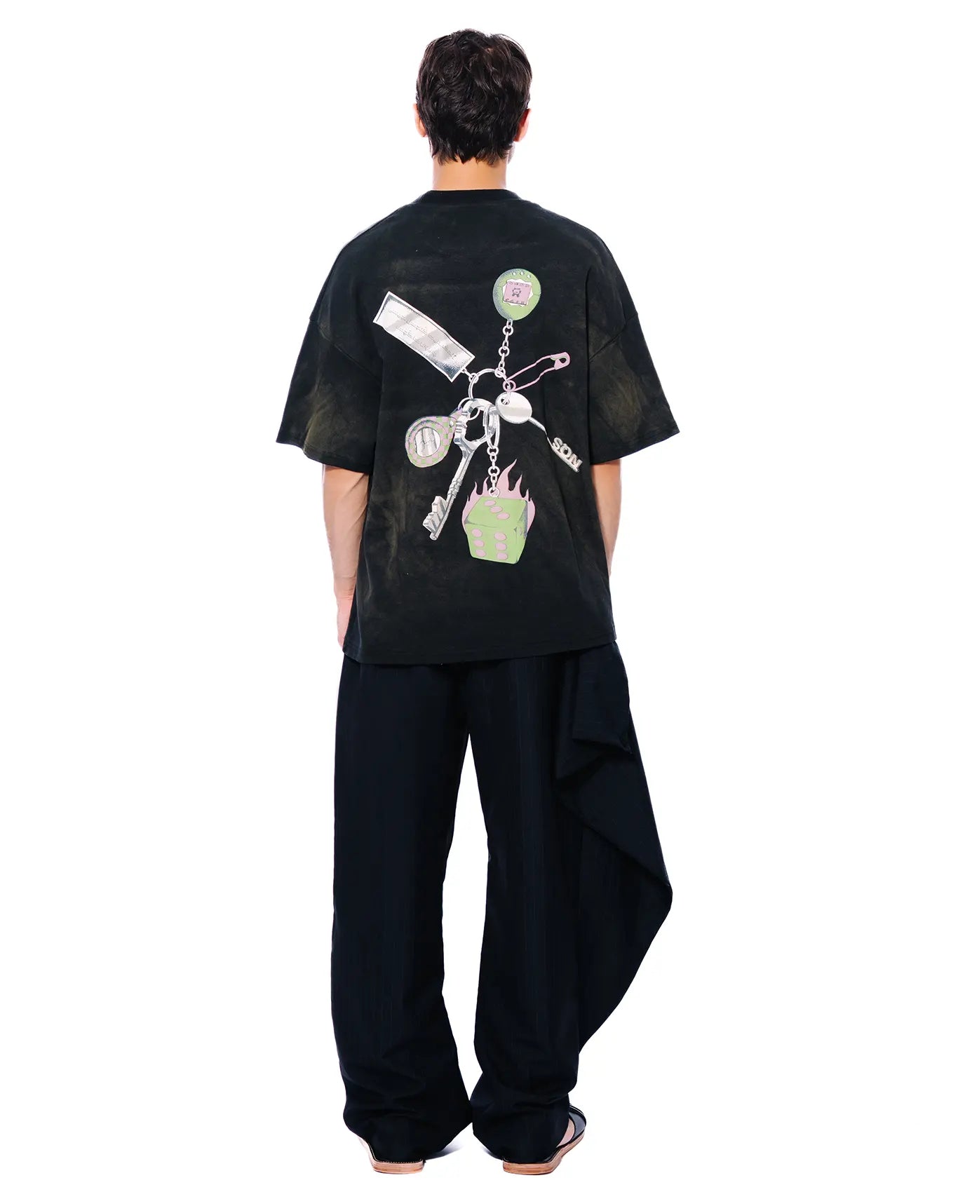 Naqees Black Black Keyring Fade T-Shirt - CULT - haider