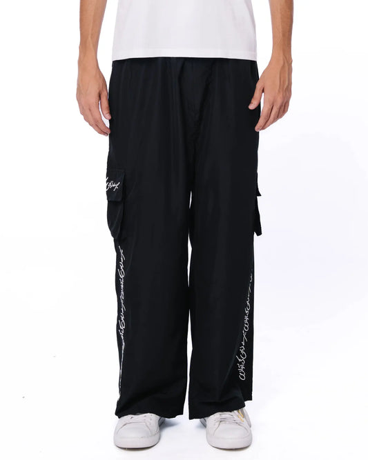 Naqees Black Parachute Trousers cult store unisex