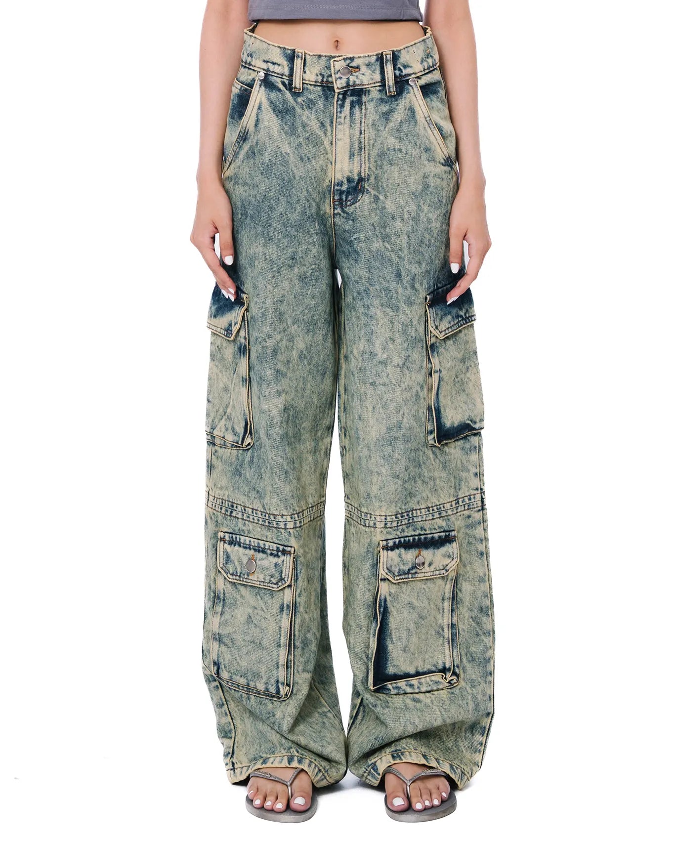 Naqees Green Token Cargo Jeans