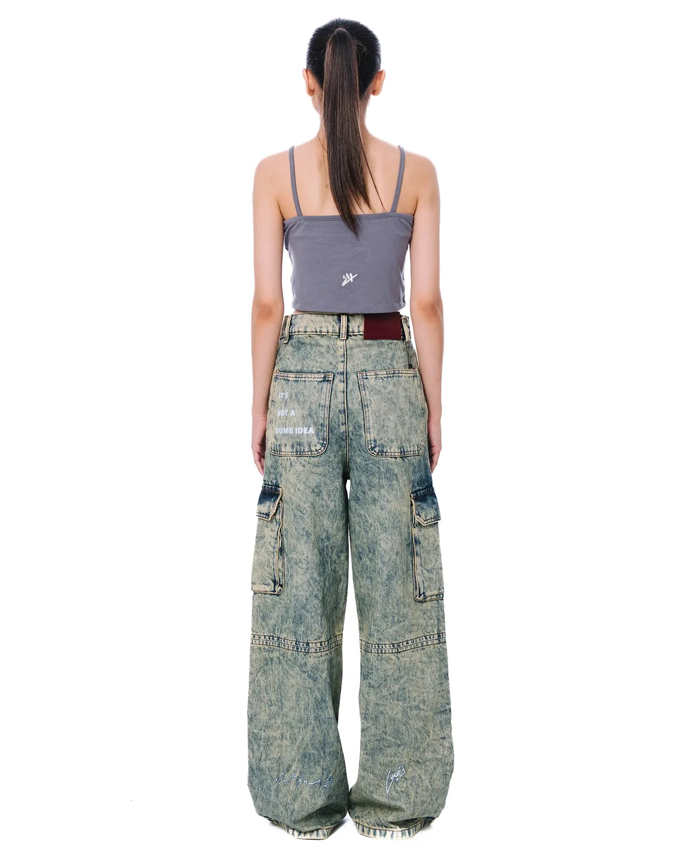 Naqees Green Token Cargo Jeans