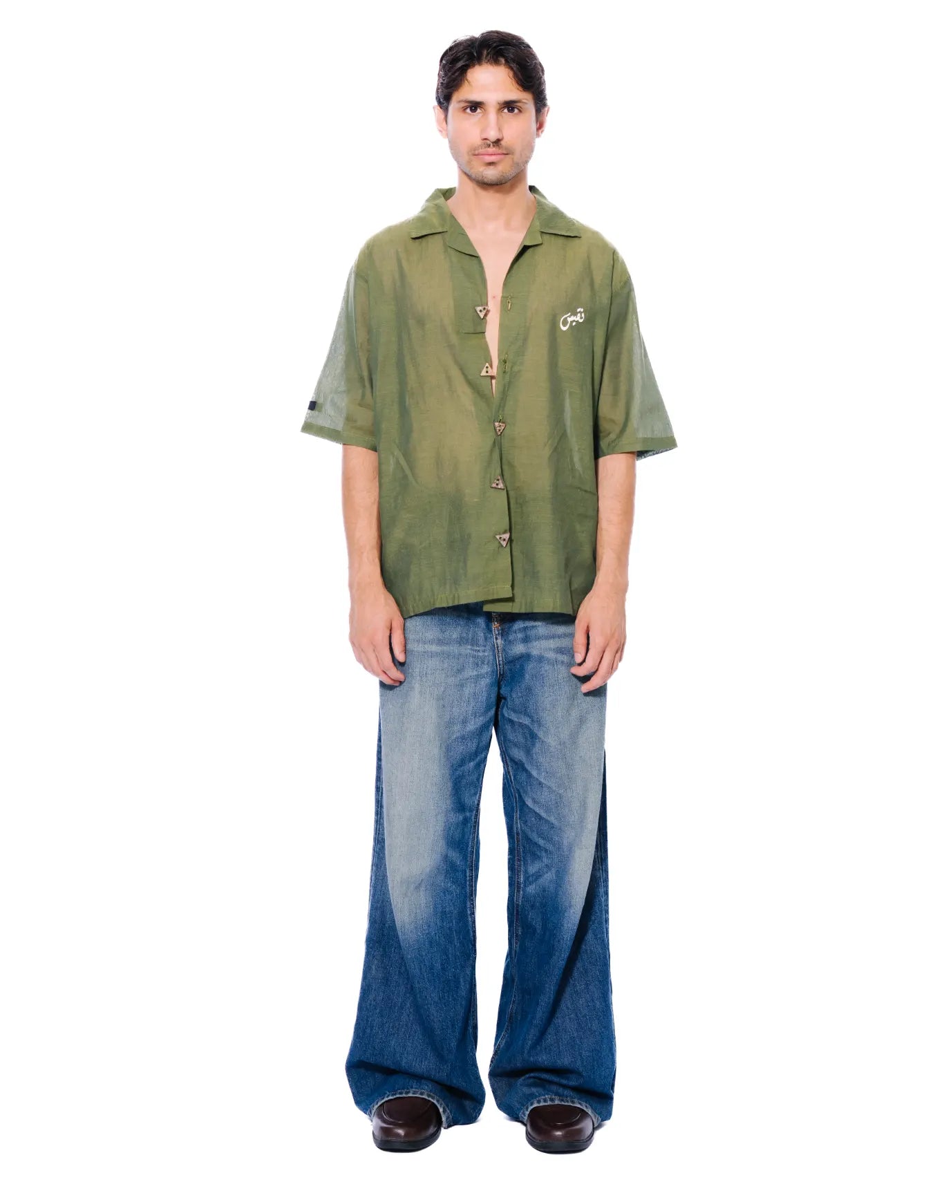 Naqees Green Mehndi Button Down Shirt - CULT - haider