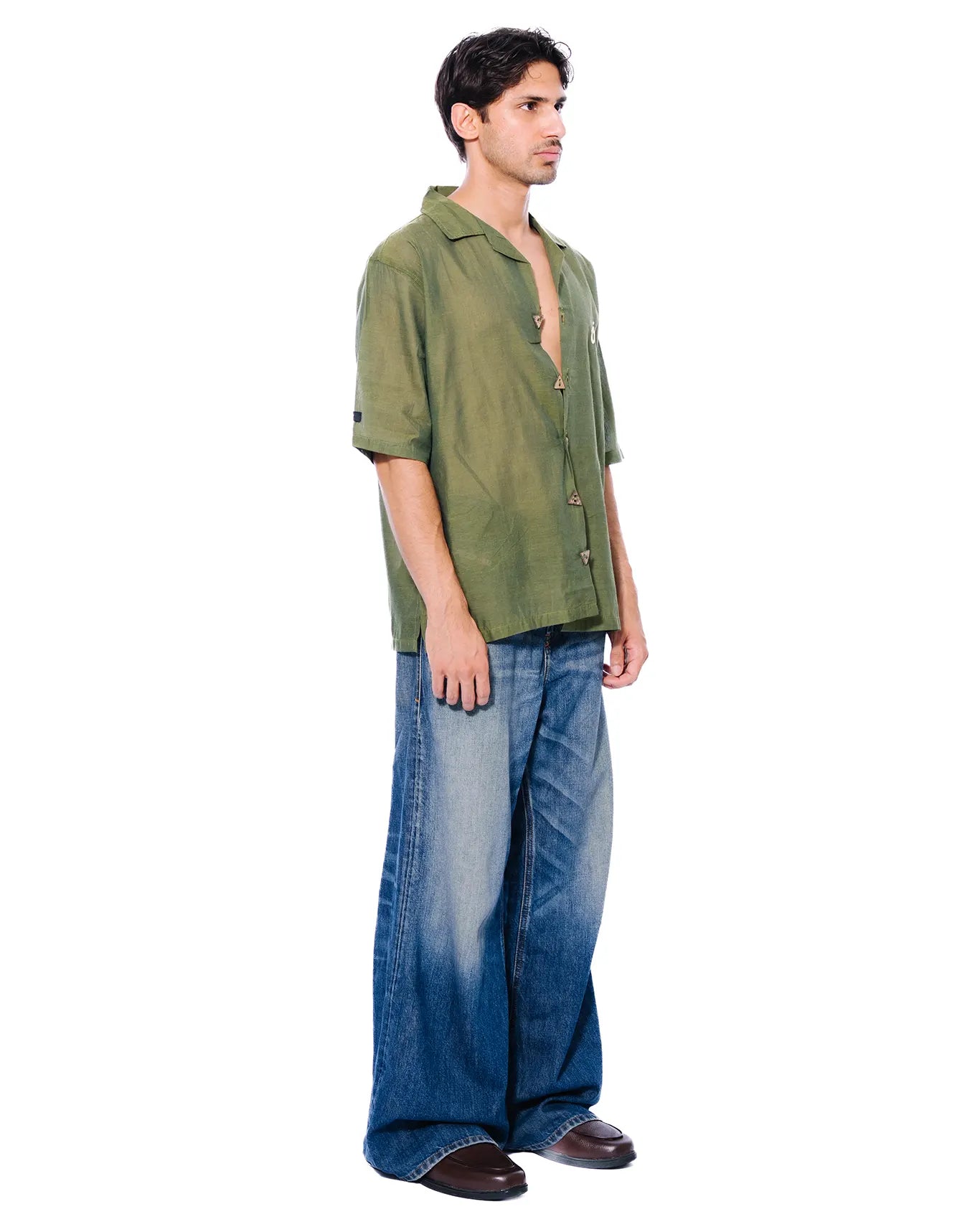 Naqees Green Mehndi Button Down Shirt - CULT - haider