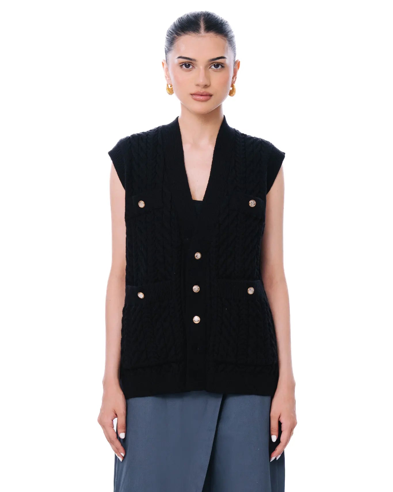 Osami Black Loverboy Ribbed Knit Vest