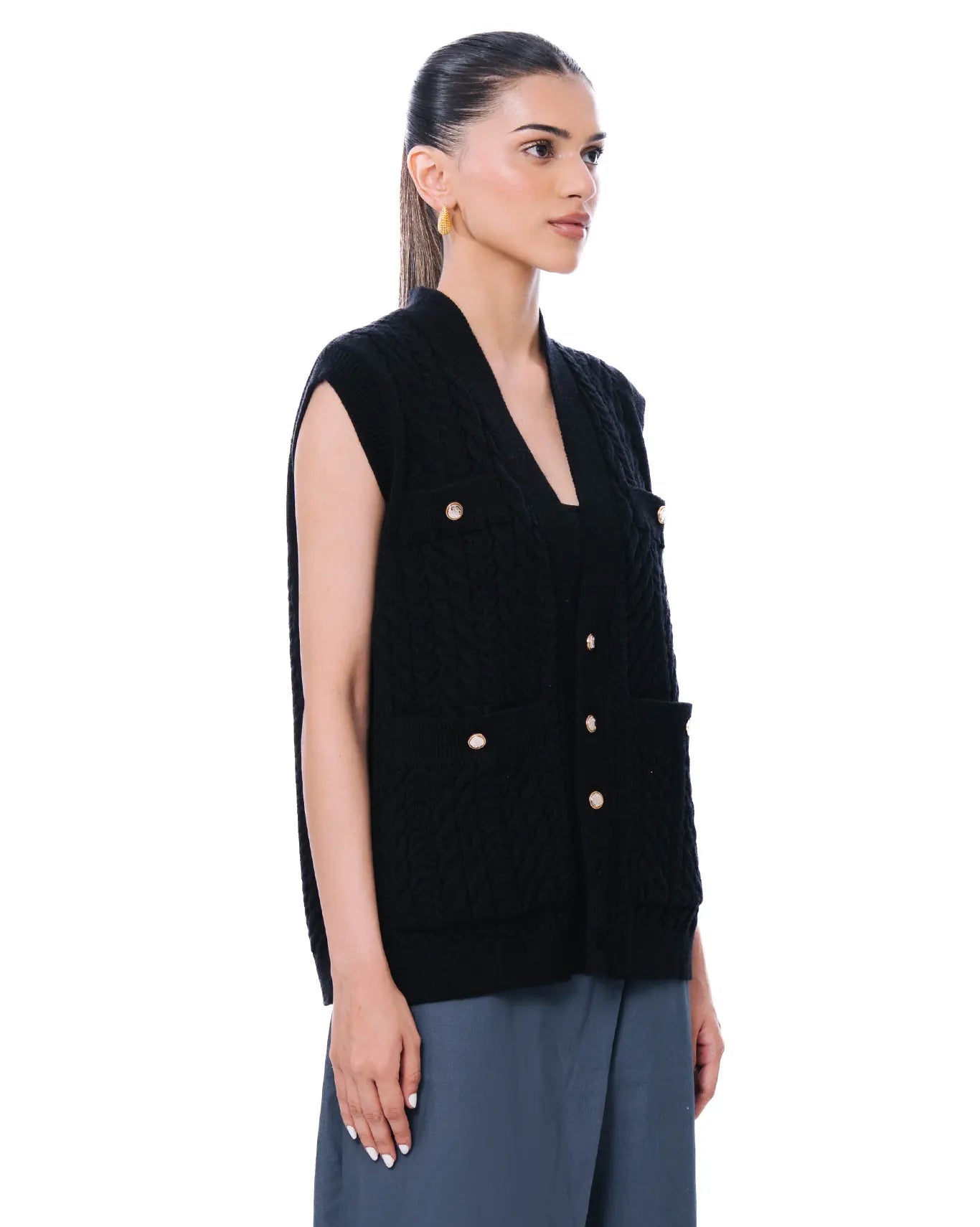 Osami Black Loverboy Ribbed Knit Vest
