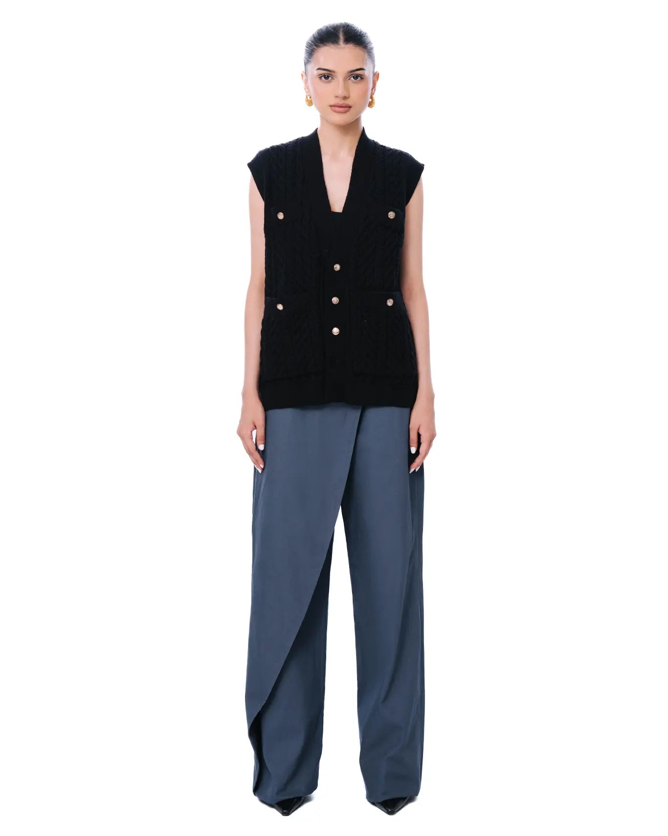 Osami Black Loverboy Ribbed Knit Vest