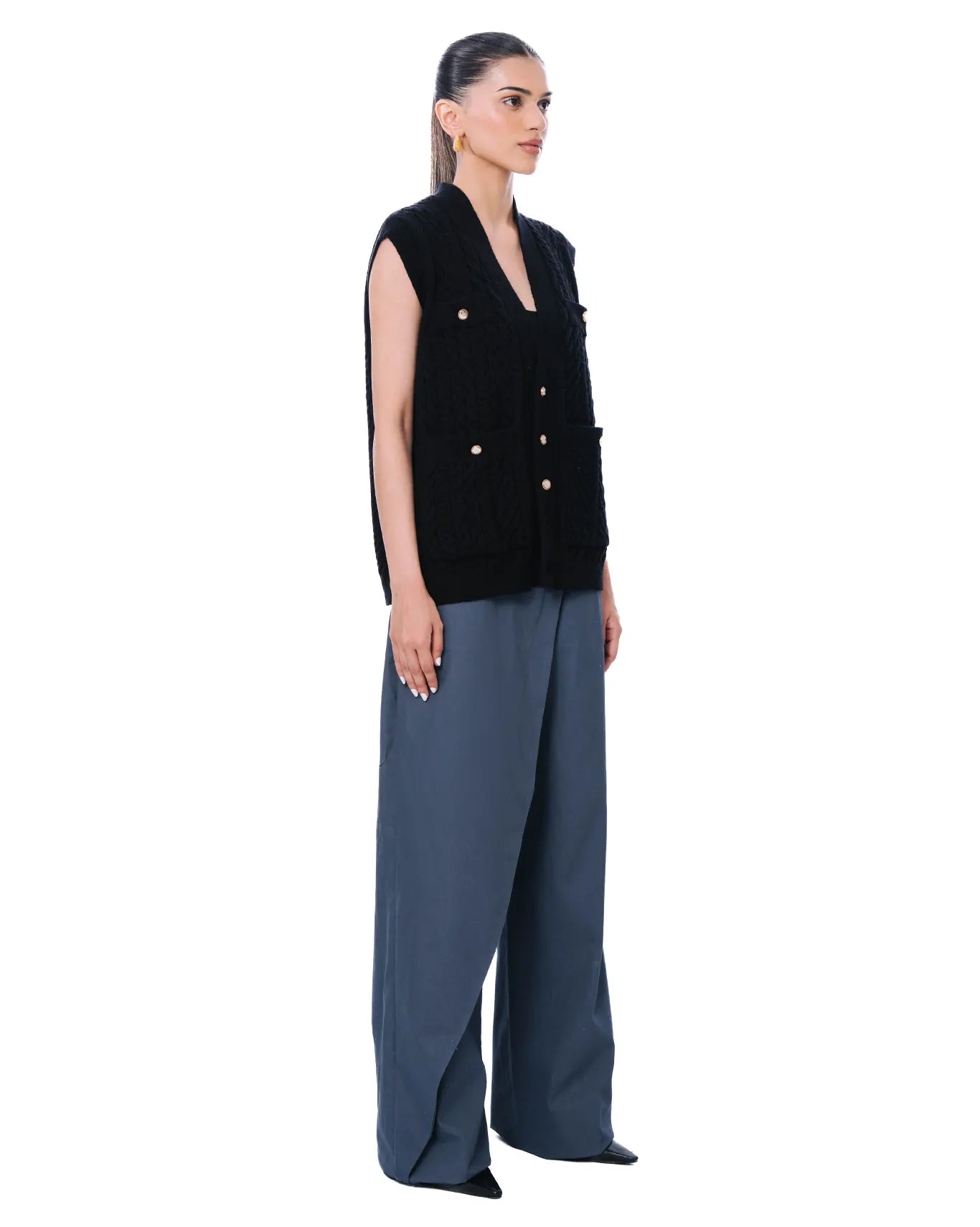 Osami Black Loverboy Ribbed Knit Vest