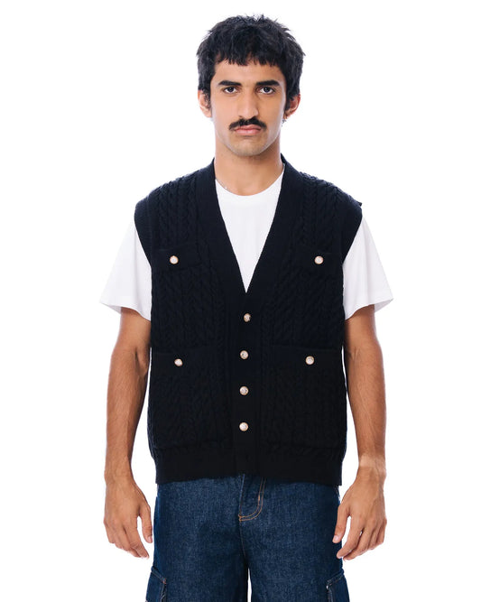 Osami Black Loverboy Ribbed Knit Vest