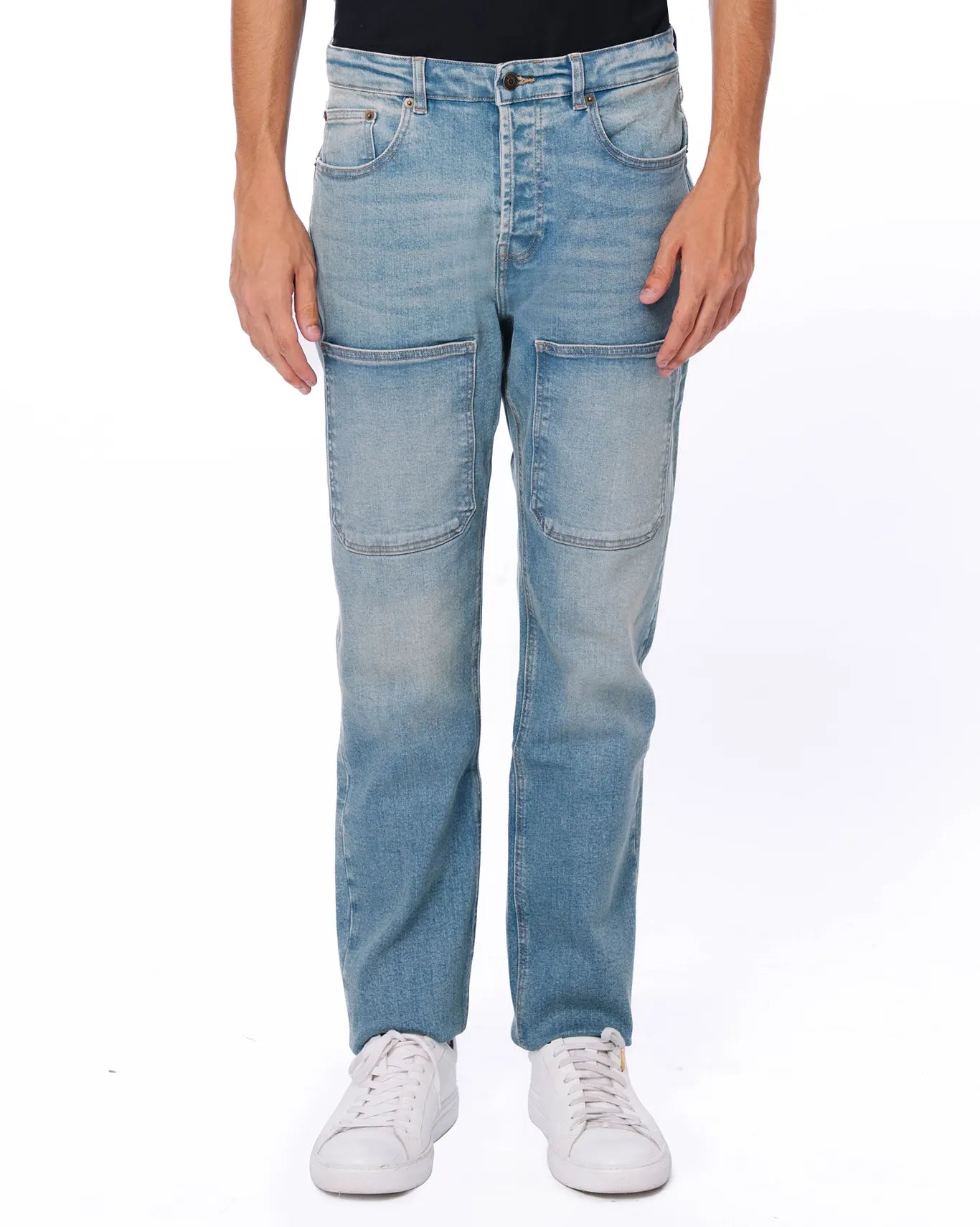 Osami Light Blue Straight Leg Patch Denim Jeans