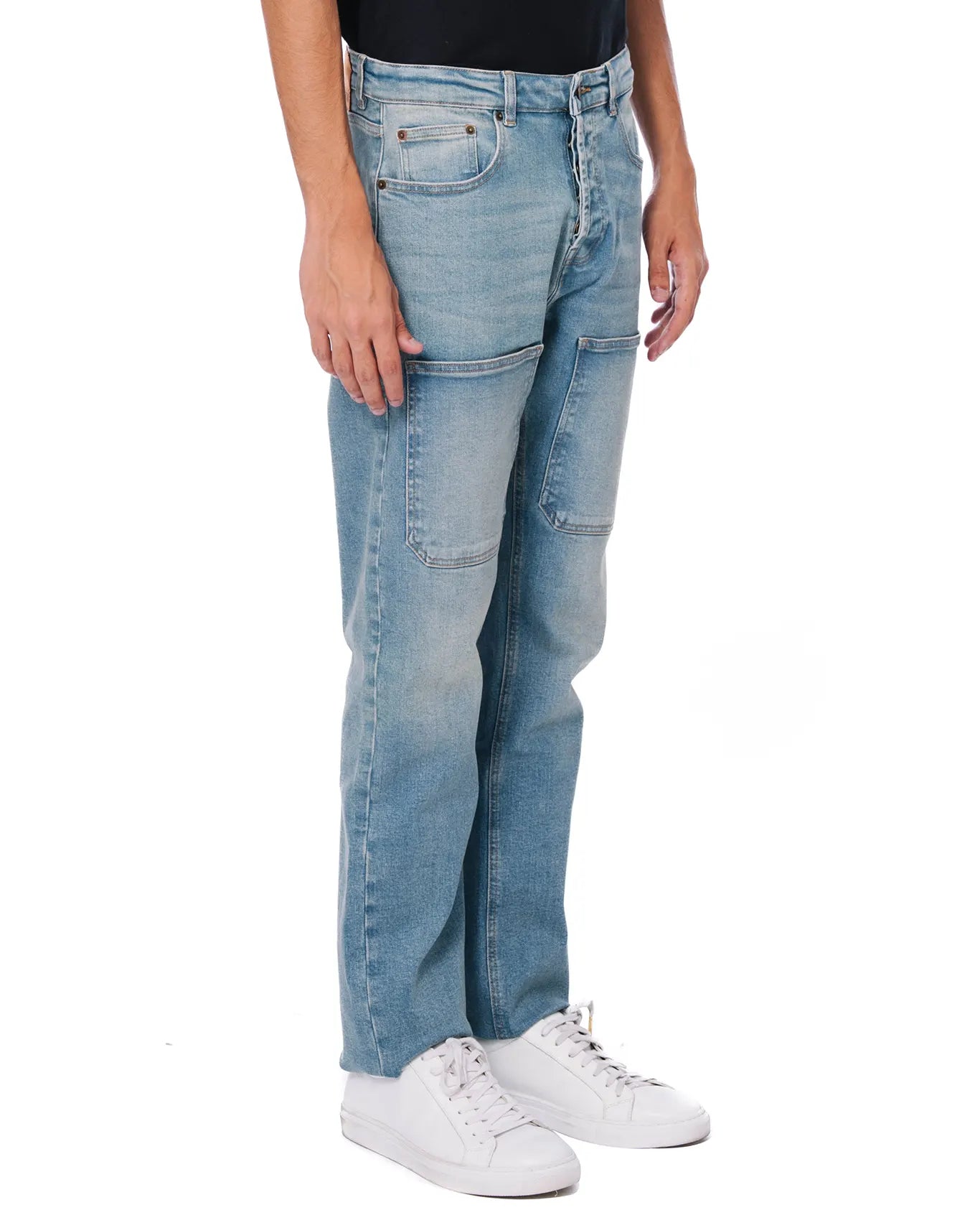 Osami Light Blue Straight Leg Patch Denim Jeans