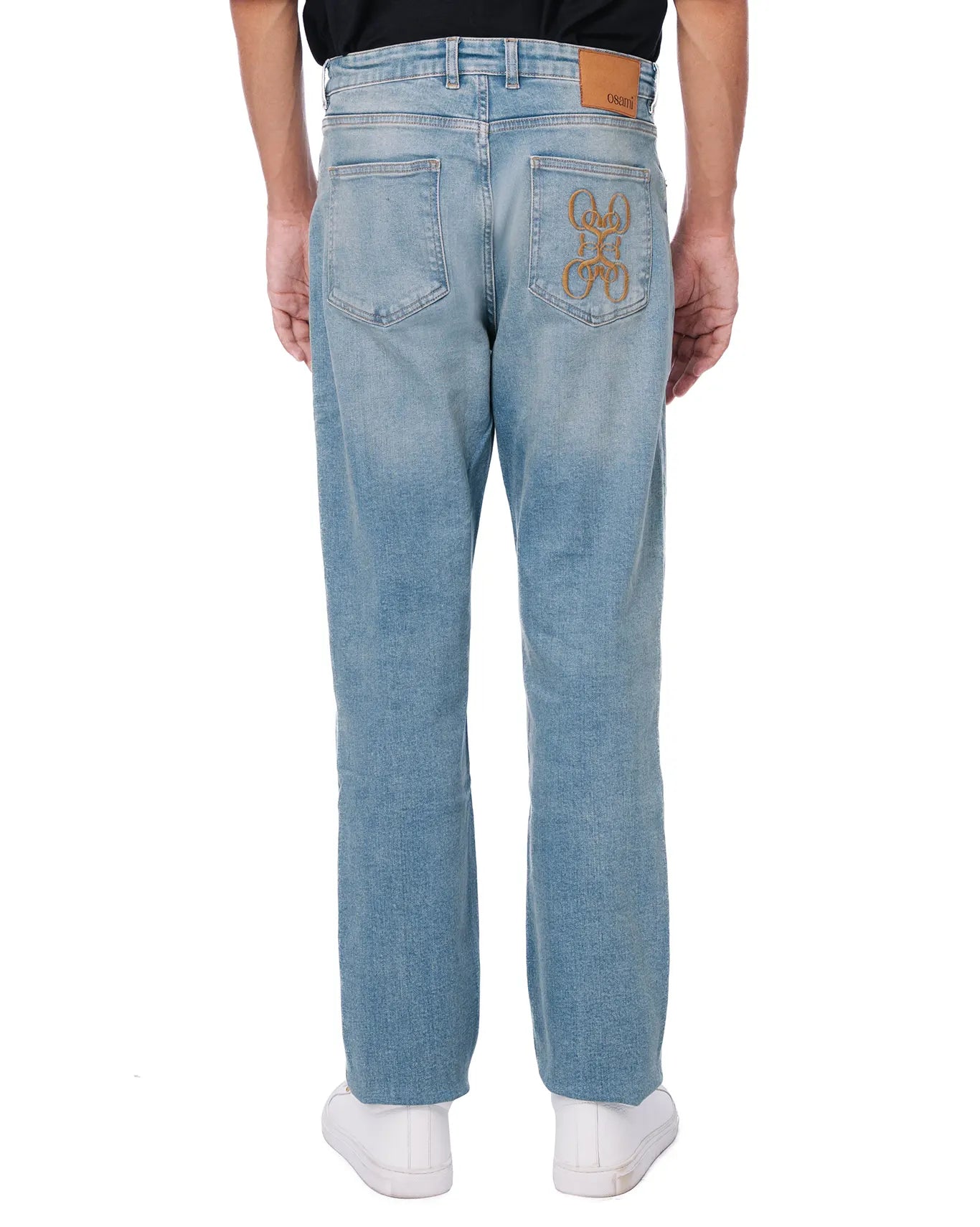 Osami Light Blue Straight Leg Patch Denim Jeans