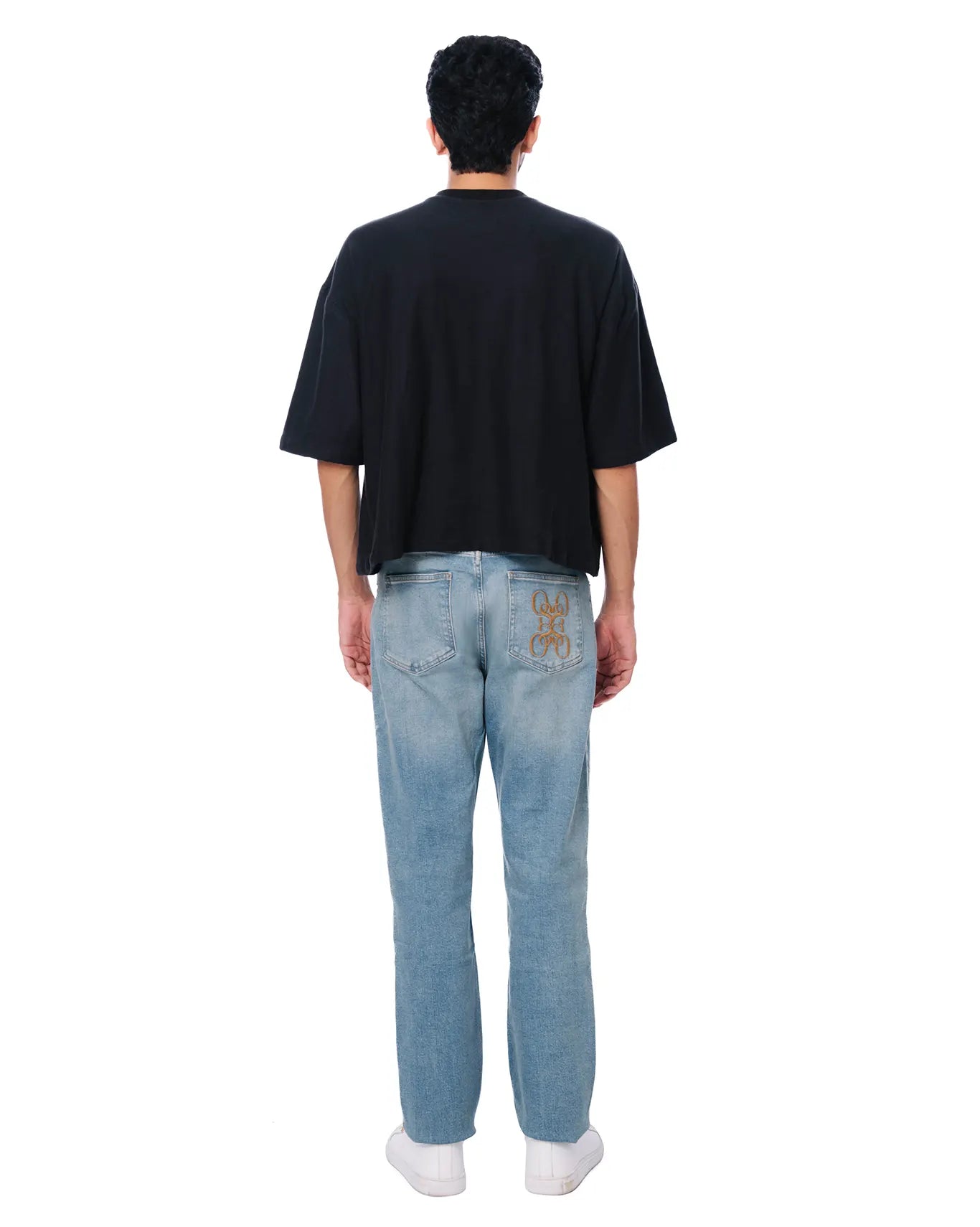 Osami Light Blue Straight Leg Patch Denim Jeans