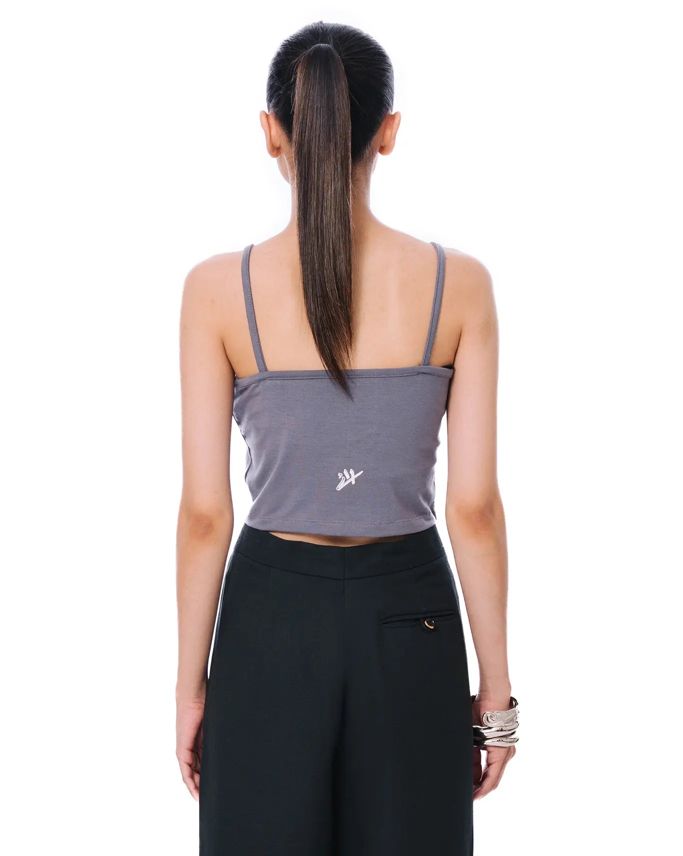 Ra-aay Grey Spaghetti Strap Cropped Camisole