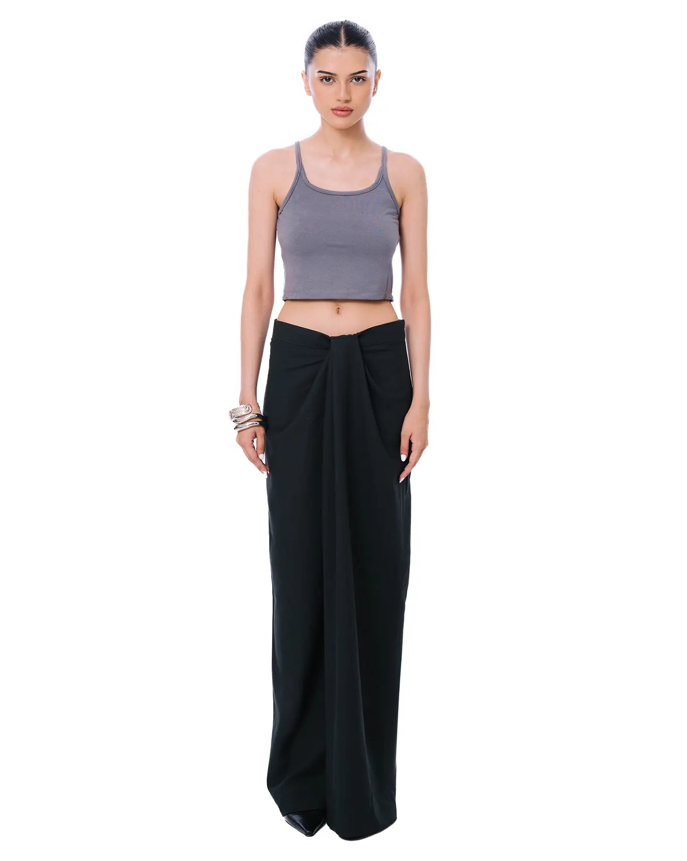 Ra-aay Grey Spaghetti Strap Cropped Camisole