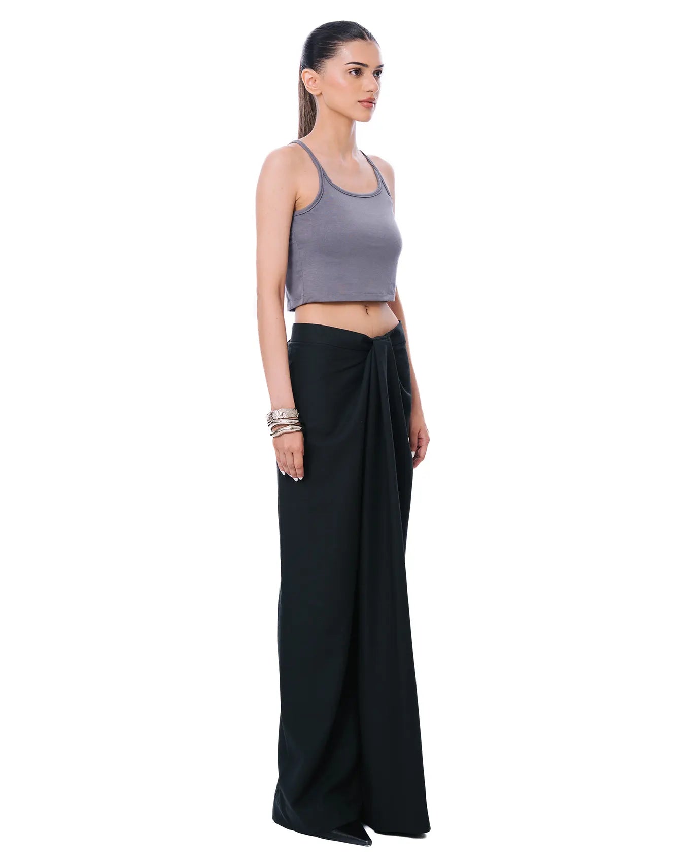 Ra-aay Grey Spaghetti Strap Cropped Camisole