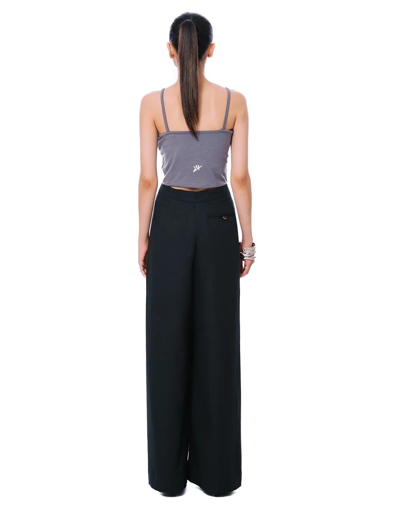 Ra-aay Grey Spaghetti Strap Cropped Camisole
