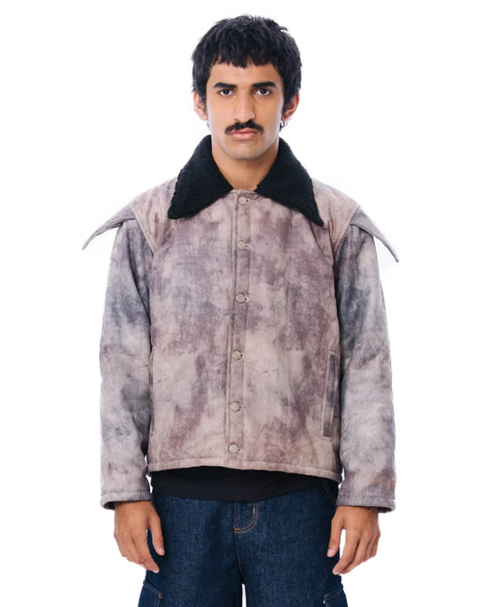 Raa-ay Brown Handcrafted Reptile Skin Popstar Jacket