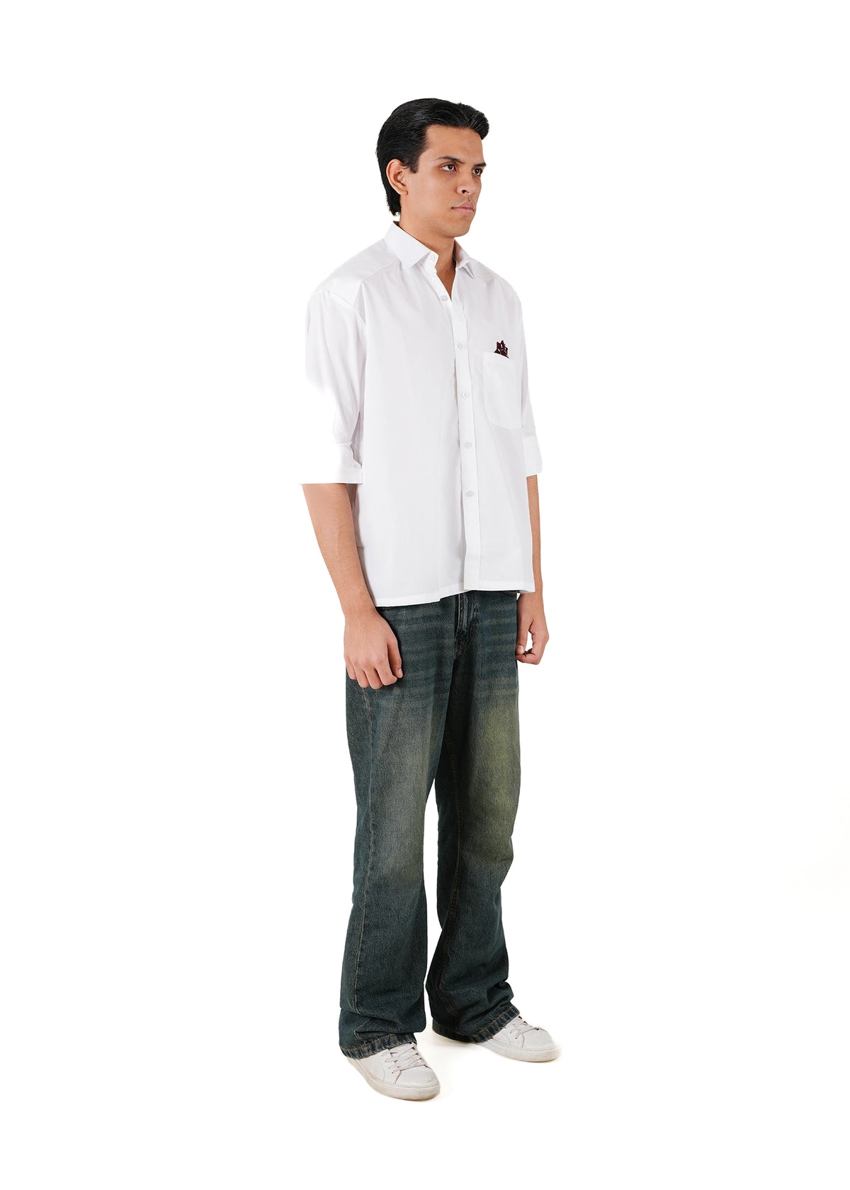Collected XX White White Baloch Motif Boxy Shirt - CULT - haider