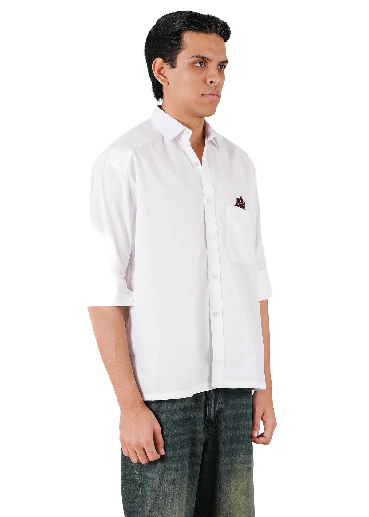 Collected XX White White Baloch Motif Boxy Shirt - CULT - haider