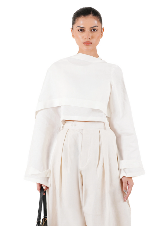 The White Slow Burn Shawl Top