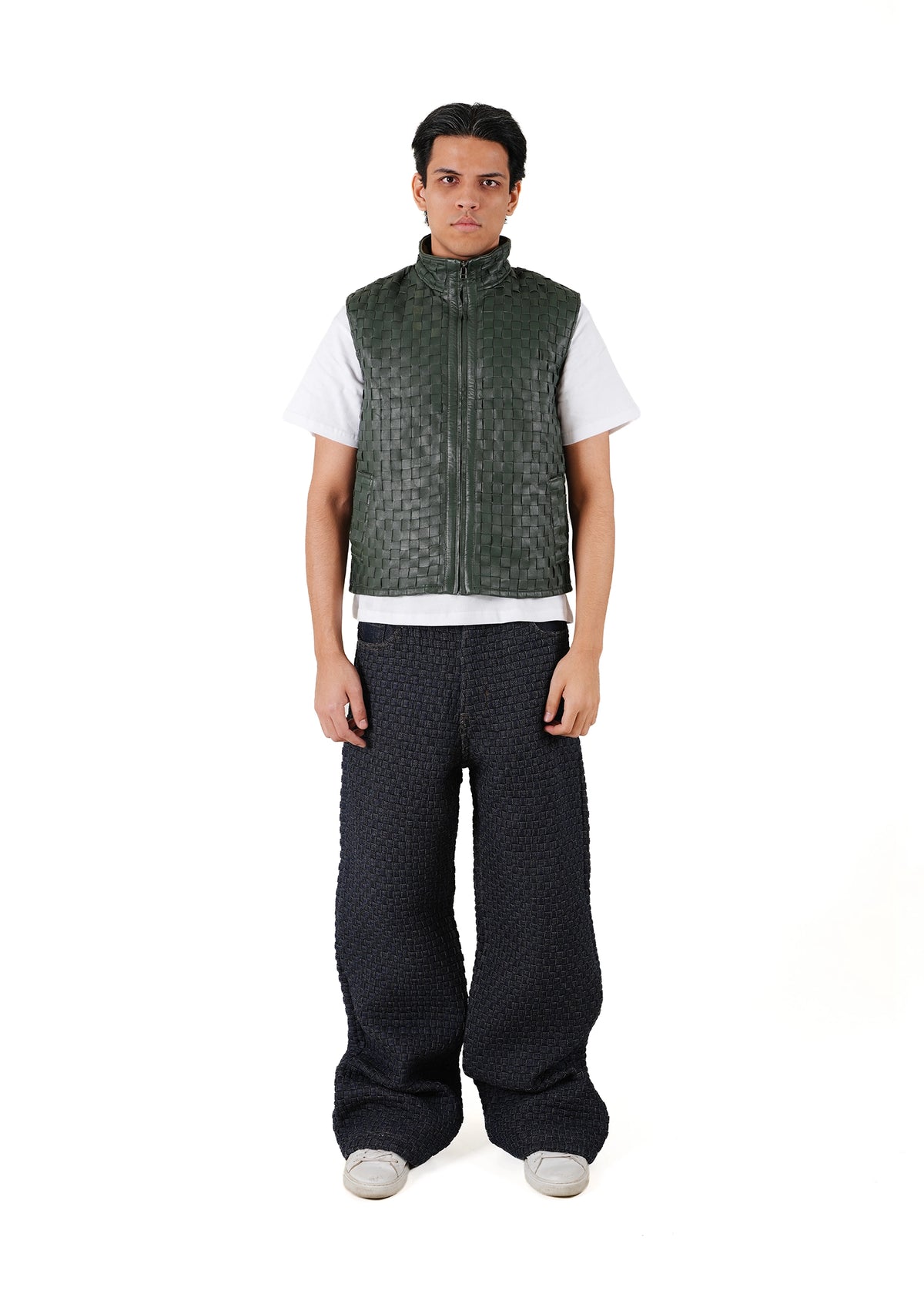 Dreams of Arthur Green Green Leather Braided Vest - CULT