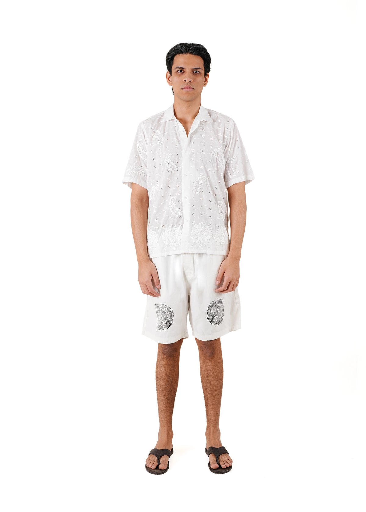 Another Sect White White Raha Hand Appliqued Shirt - CULT - haider
