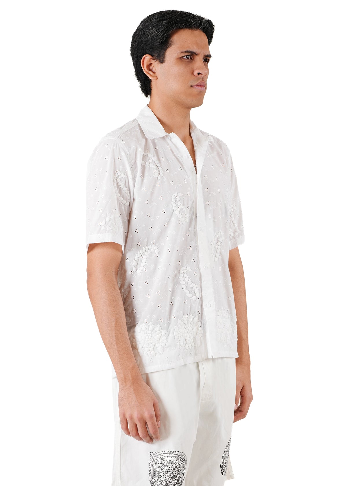 Another Sect White White Raha Hand Appliqued Shirt - CULT