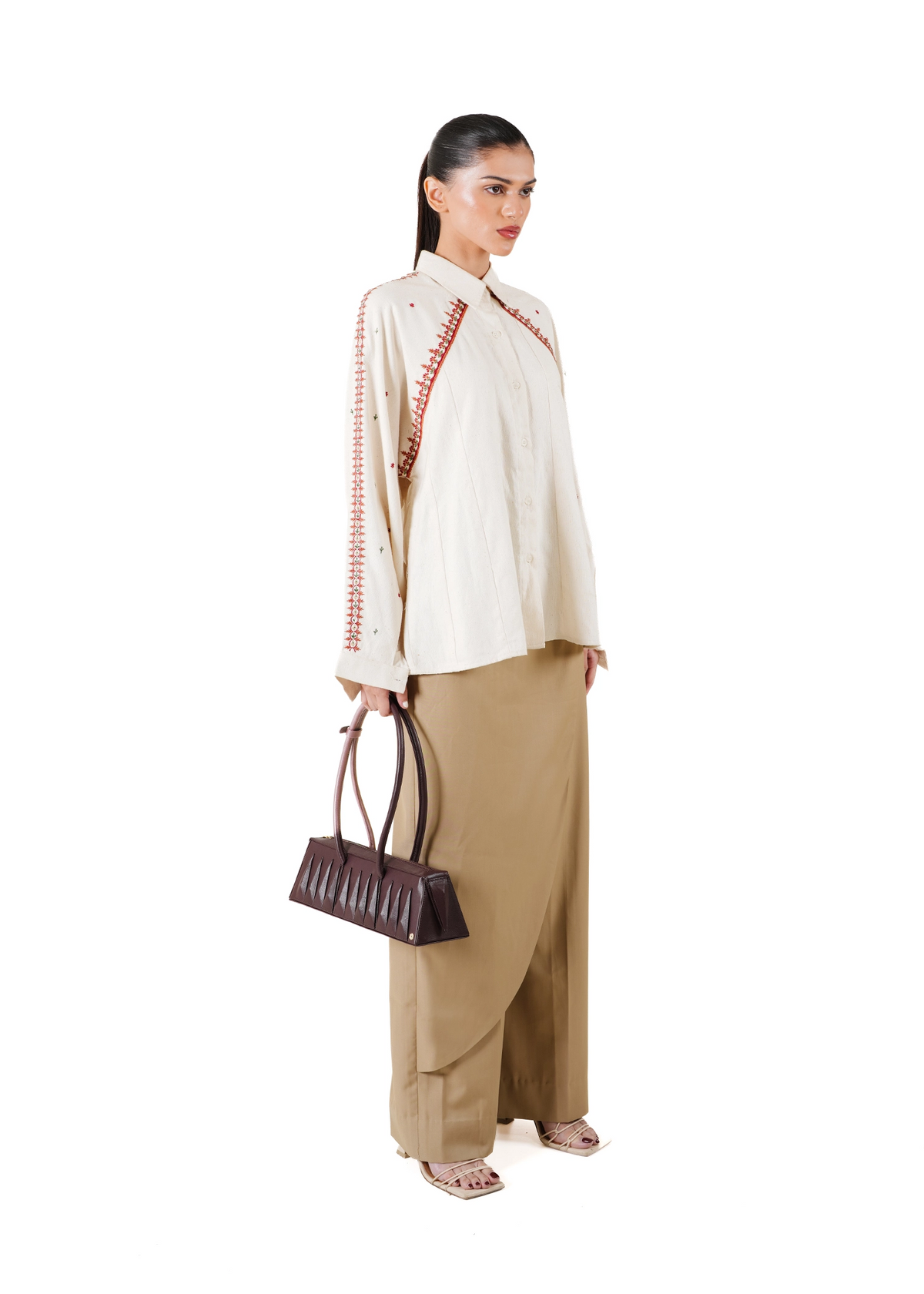Collected XX Creme Neelum Embroidered Panel Shirt - CULT - haider