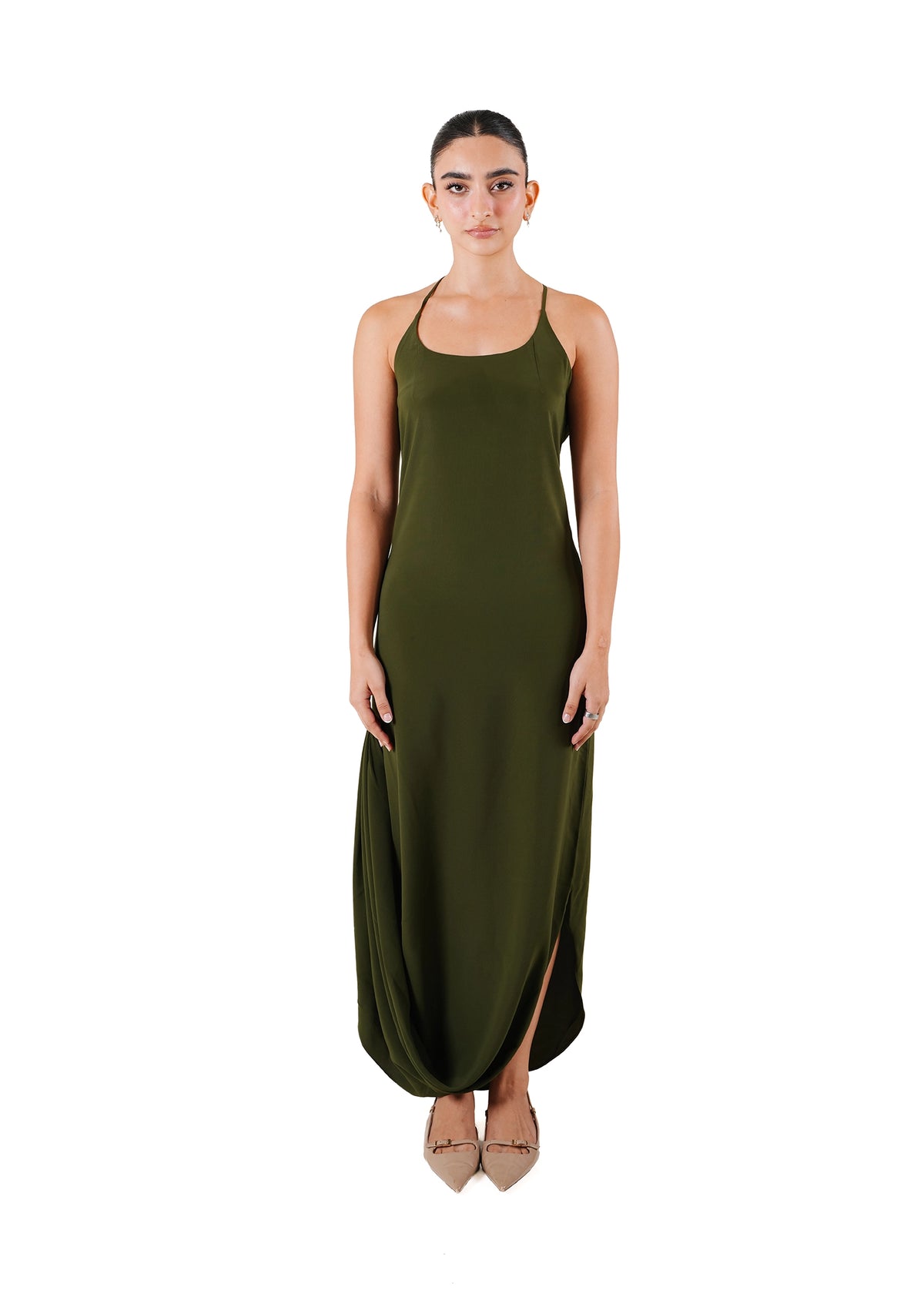 Project 1959 Green Green Halo Satin Dress - CULT
