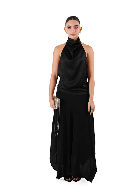 Black Silk Lagoon Halter Top