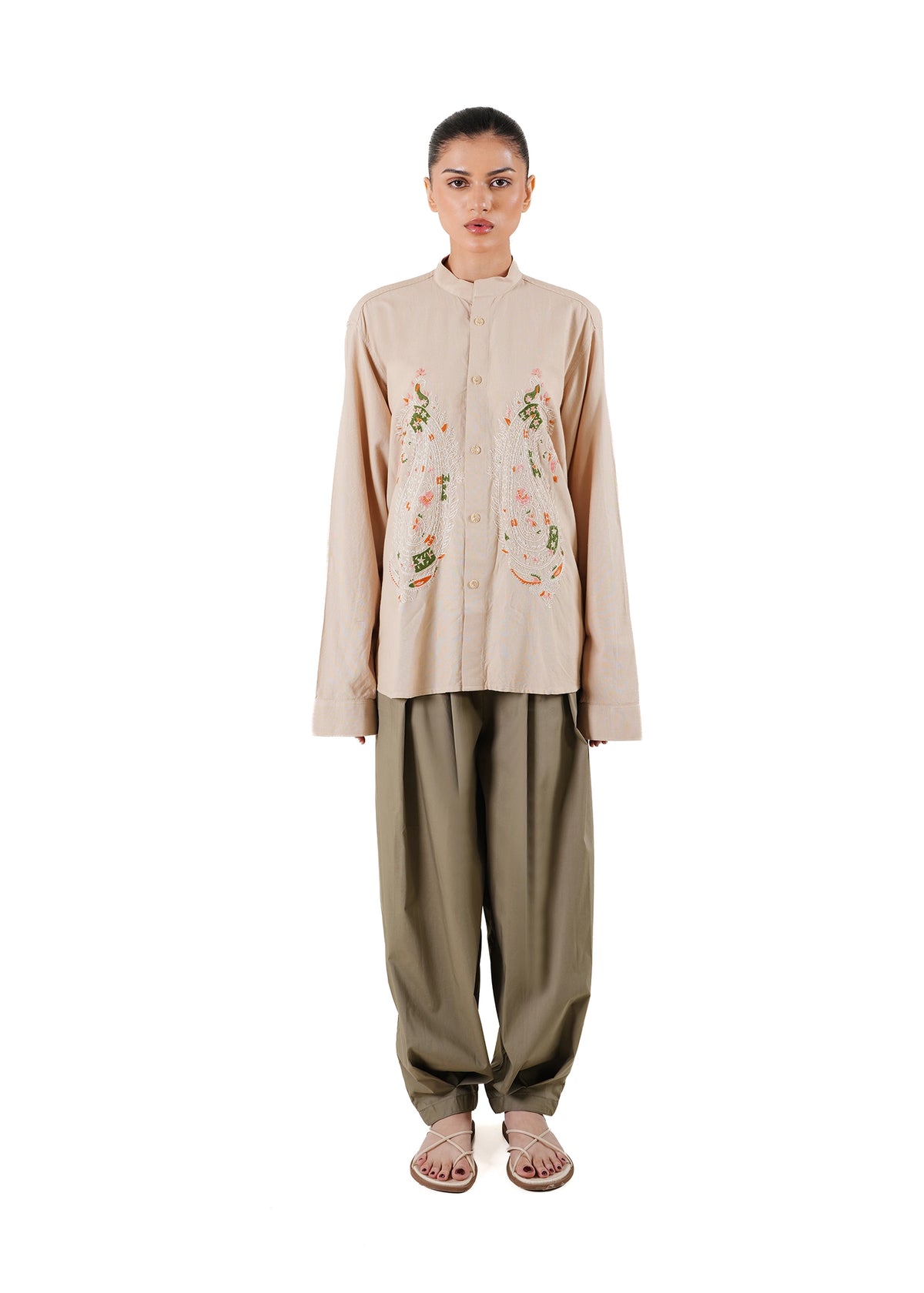 Another Sect Beige Beige Rohri Kashmiri Embroidery Shirt - CULT