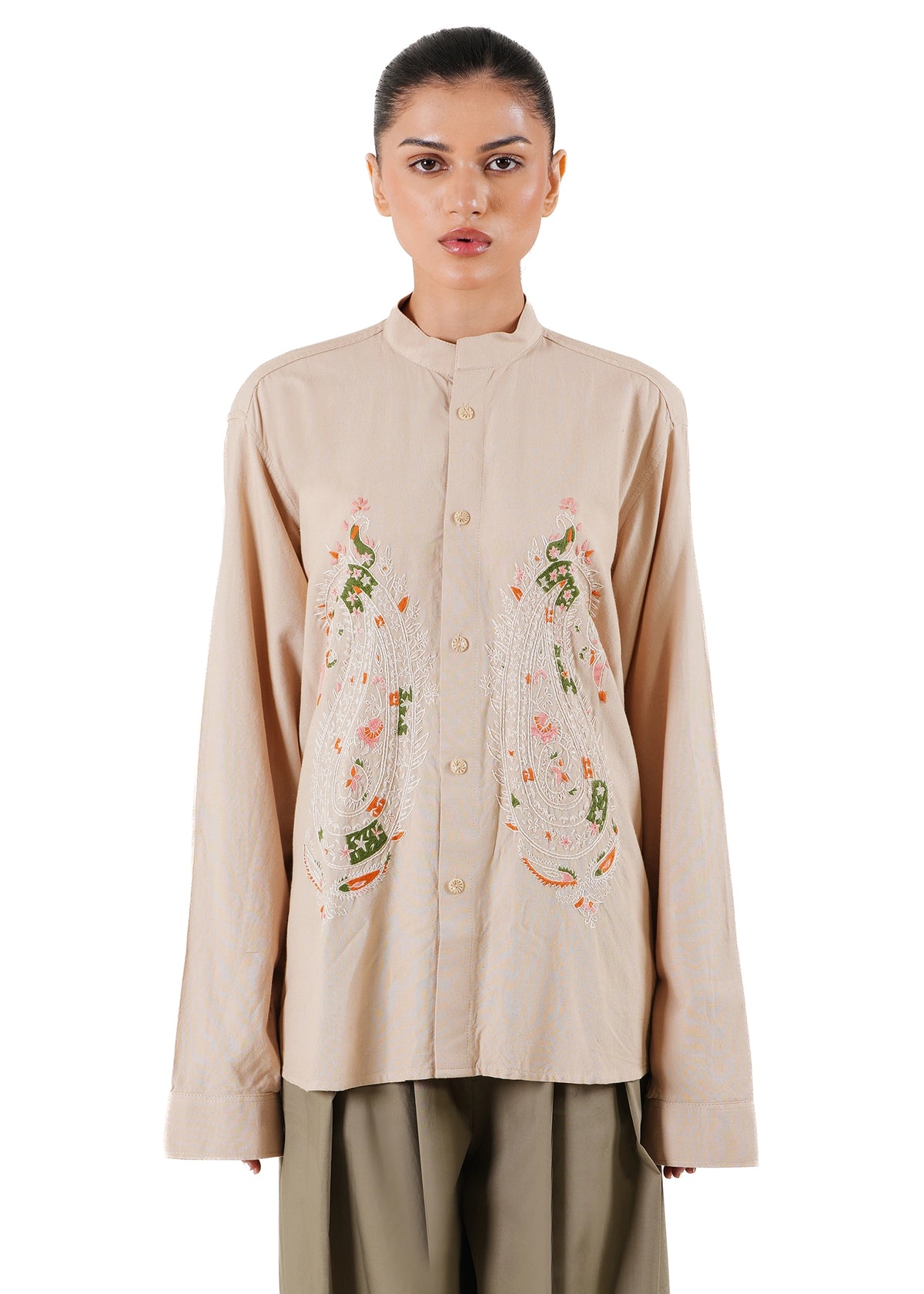 Another Sect Beige Beige Rohri Kashmiri Embroidery Shirt - CULT - haider
