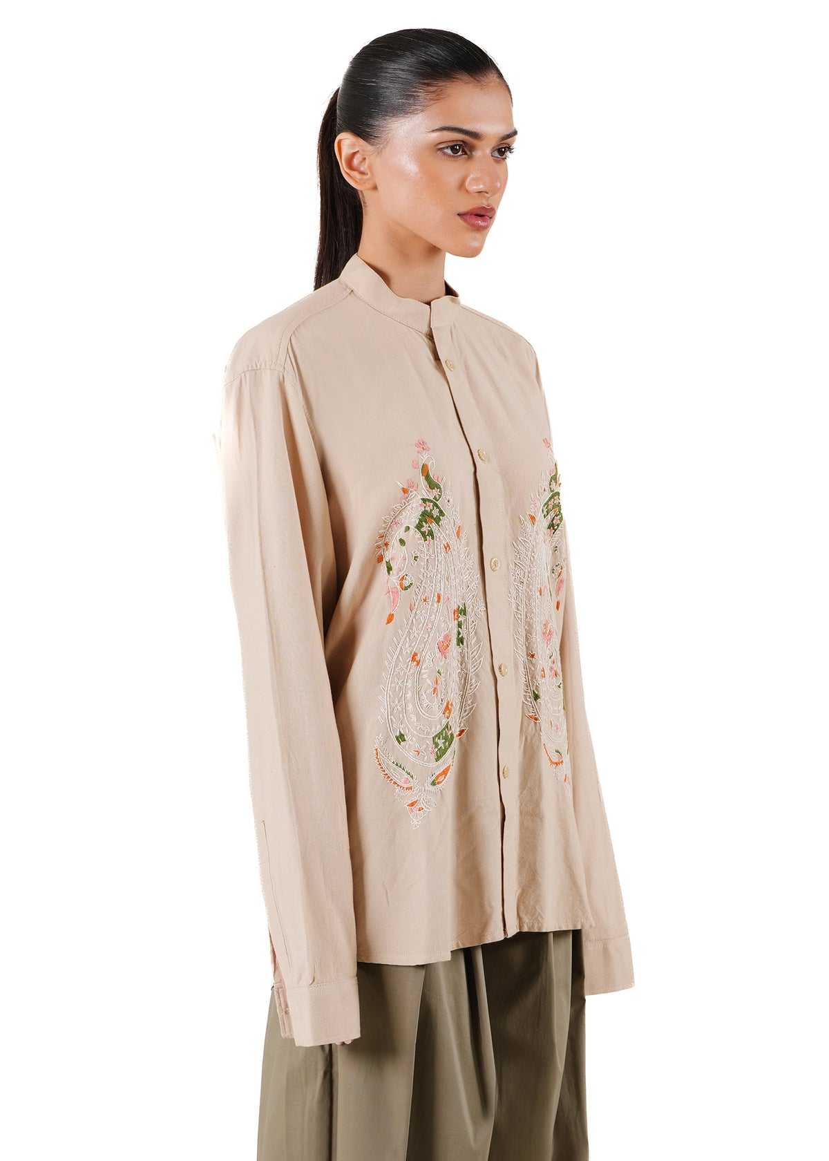 Another Sect Beige Beige Rohri Kashmiri Embroidery Shirt - CULT