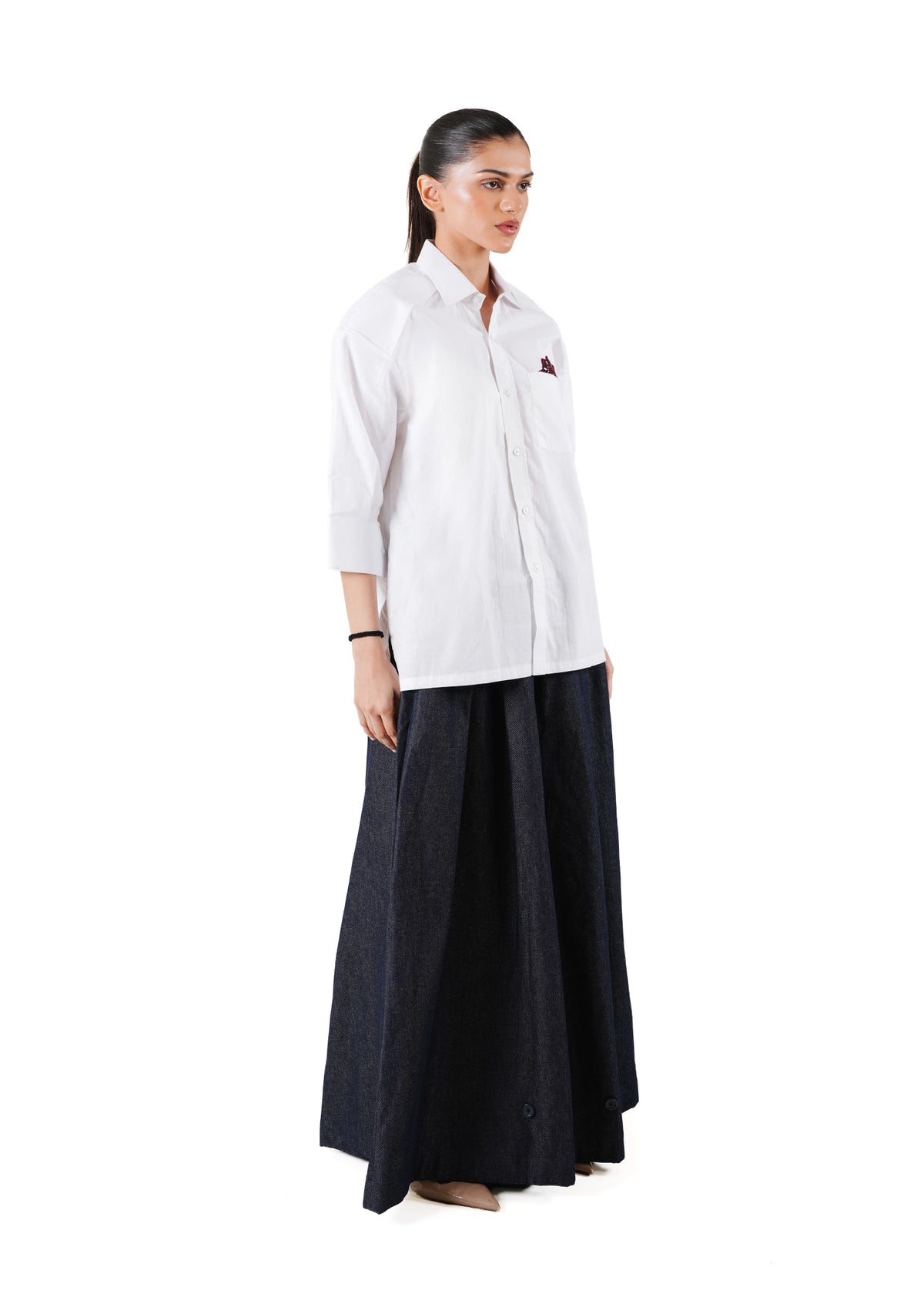 Collected XX White White Baloch Motif Boxy Shirt - CULT - haider