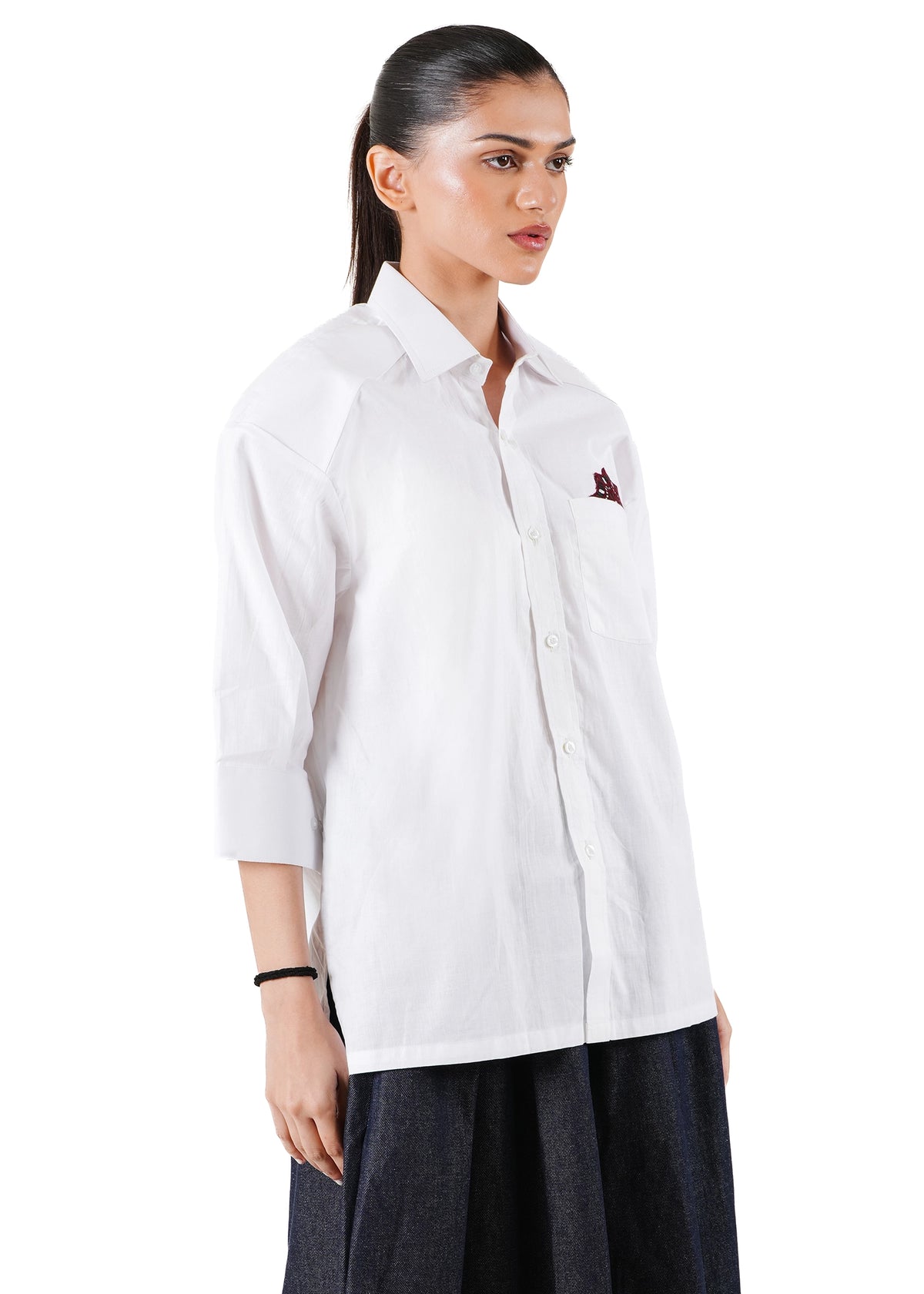 Collected XX White White Baloch Motif Boxy Shirt - CULT - haider