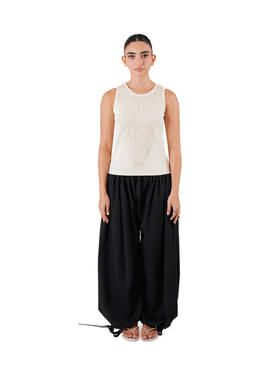 Black Contour Balloon Pants