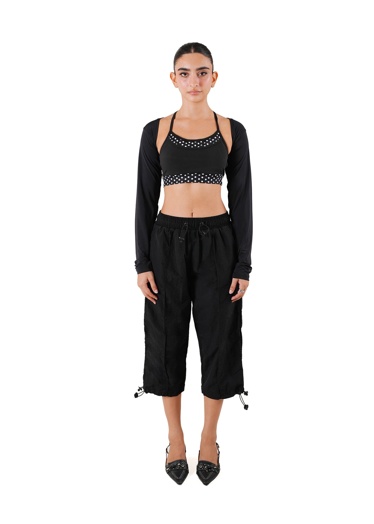 Living Fit Apparel Black Black Cargo Capri - CULT