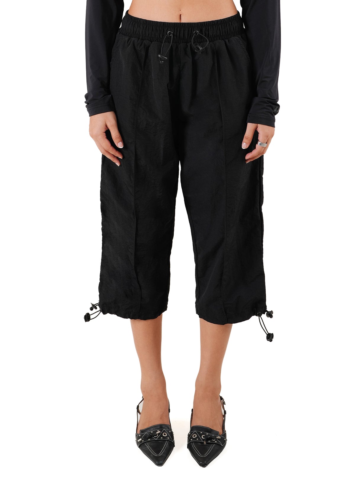 Living Fit Apparel Black Black Cargo Capri - CULT